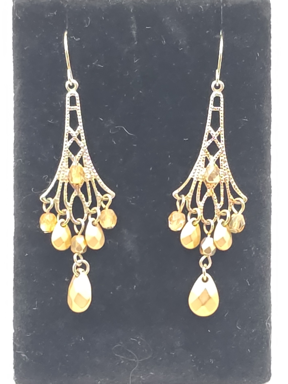 Gold-toned Filigree Chandelier Dangle Earrings